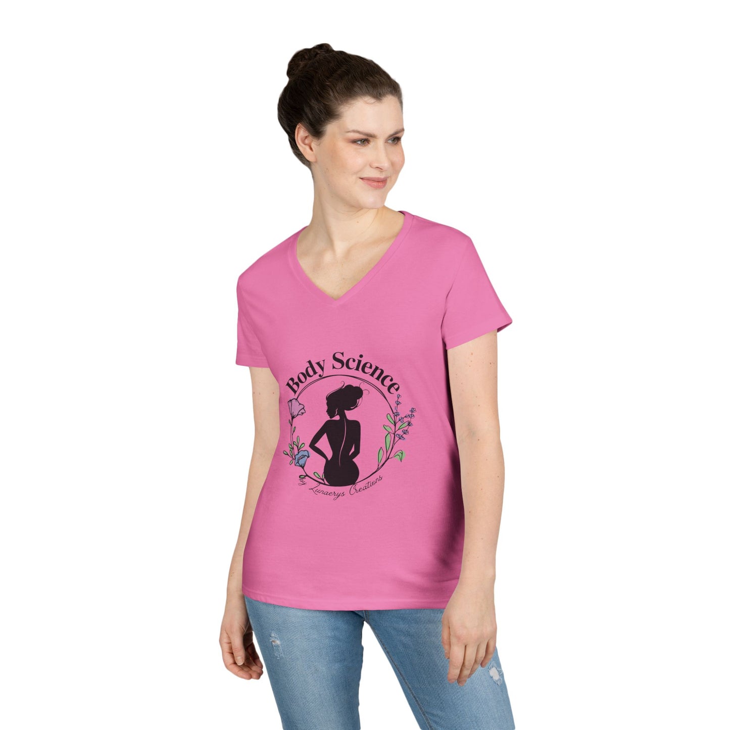 Body Science Ladies' V-Neck T-Shirt - Handmade, Eco-Friendly Apparel