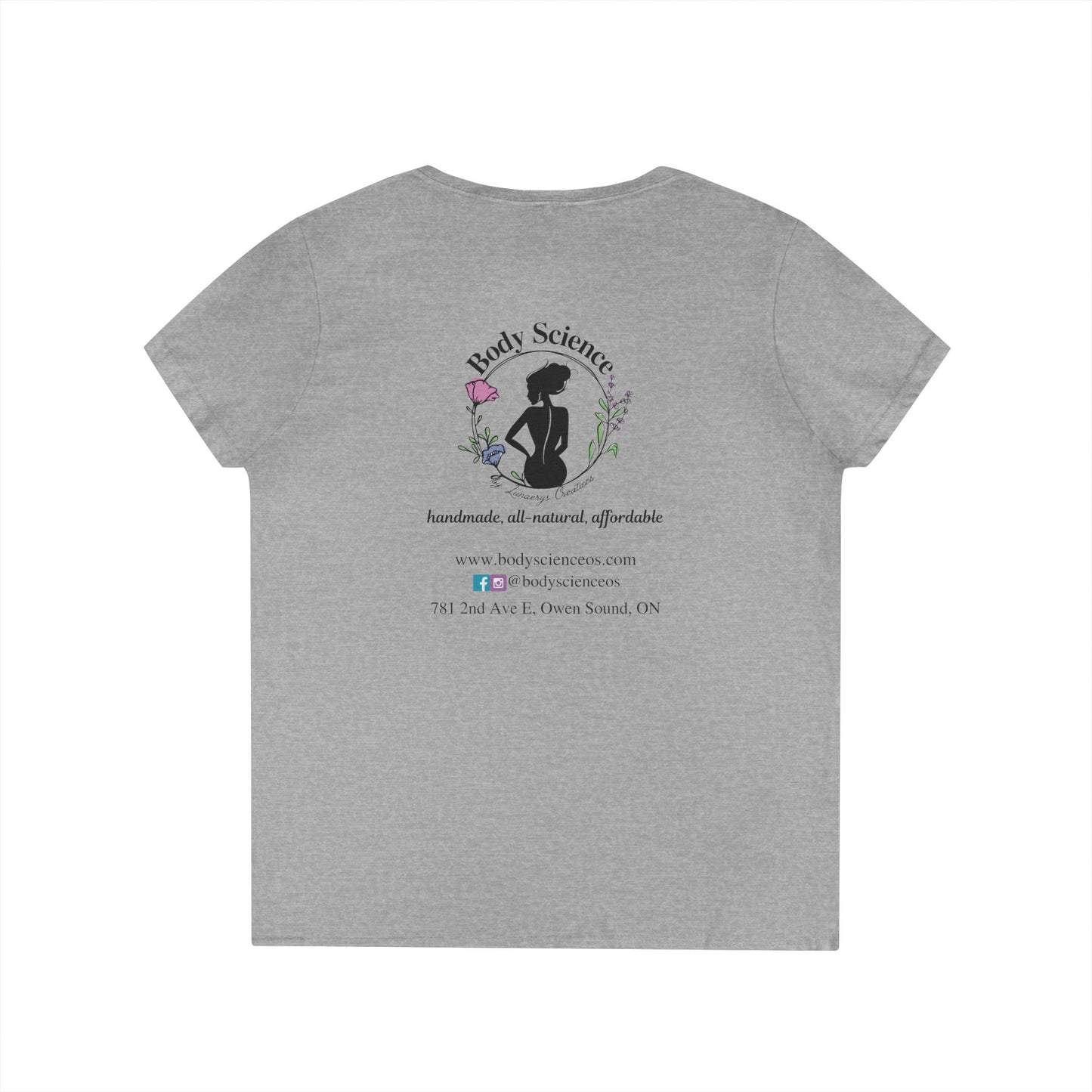 Body Science Ladies' V-Neck T-Shirt - Handmade, Eco-Friendly Apparel