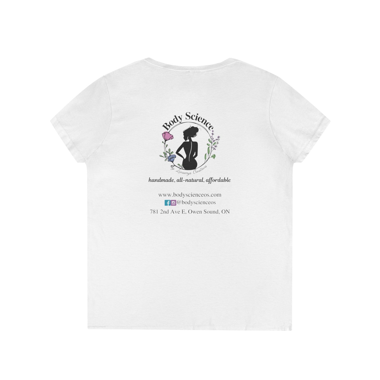 Body Science Ladies' V-Neck T-Shirt - Handmade, Eco-Friendly Apparel
