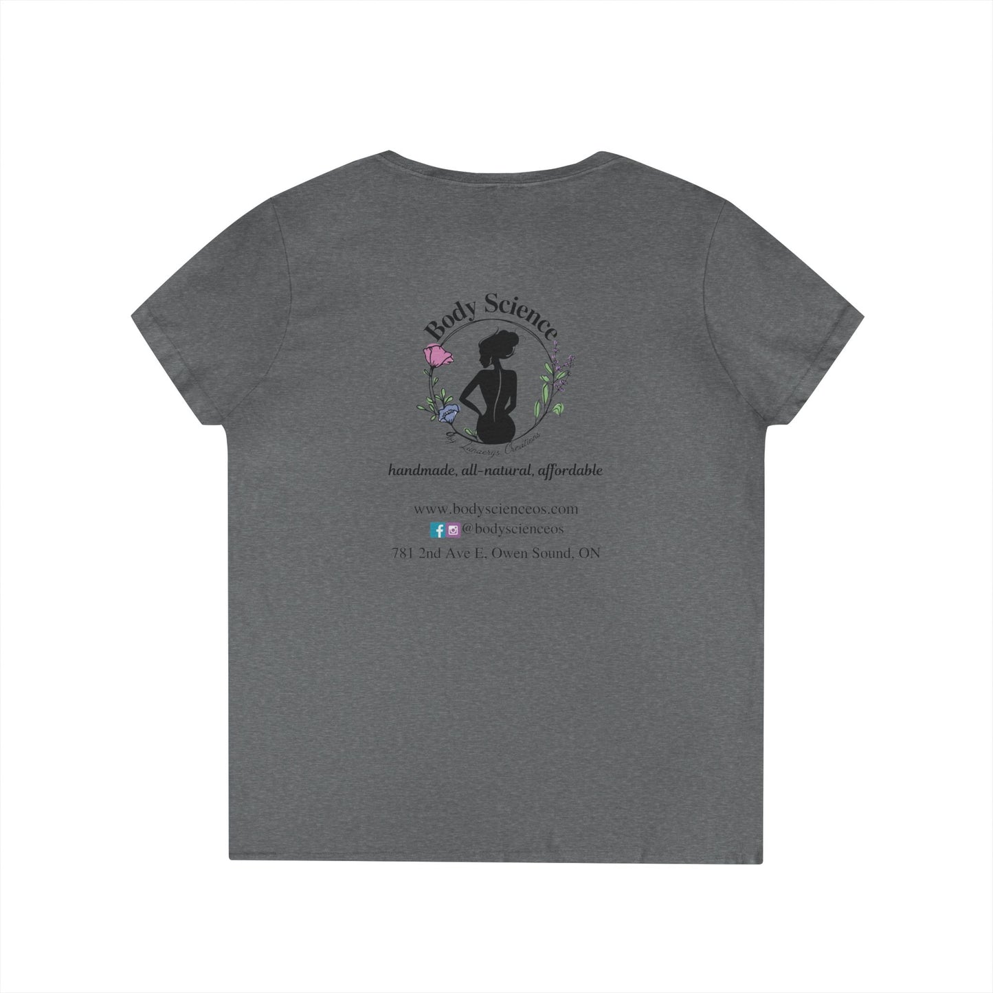 Body Science Ladies' V-Neck T-Shirt - Handmade, Eco-Friendly Apparel
