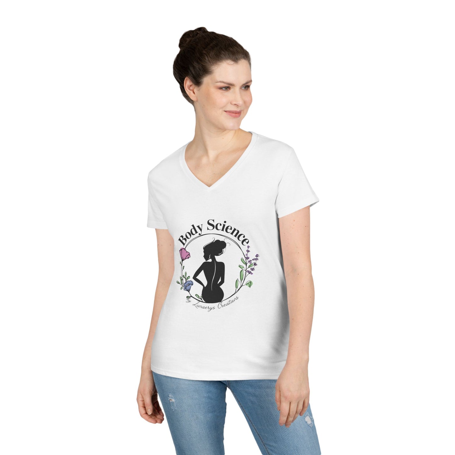 Body Science Ladies' V-Neck T-Shirt - Handmade, Eco-Friendly Apparel