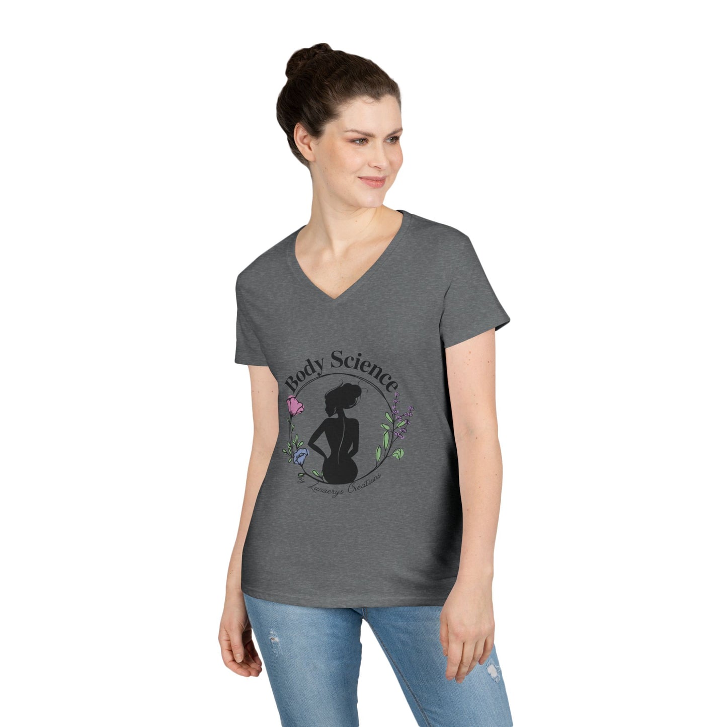 Body Science Ladies' V-Neck T-Shirt - Handmade, Eco-Friendly Apparel