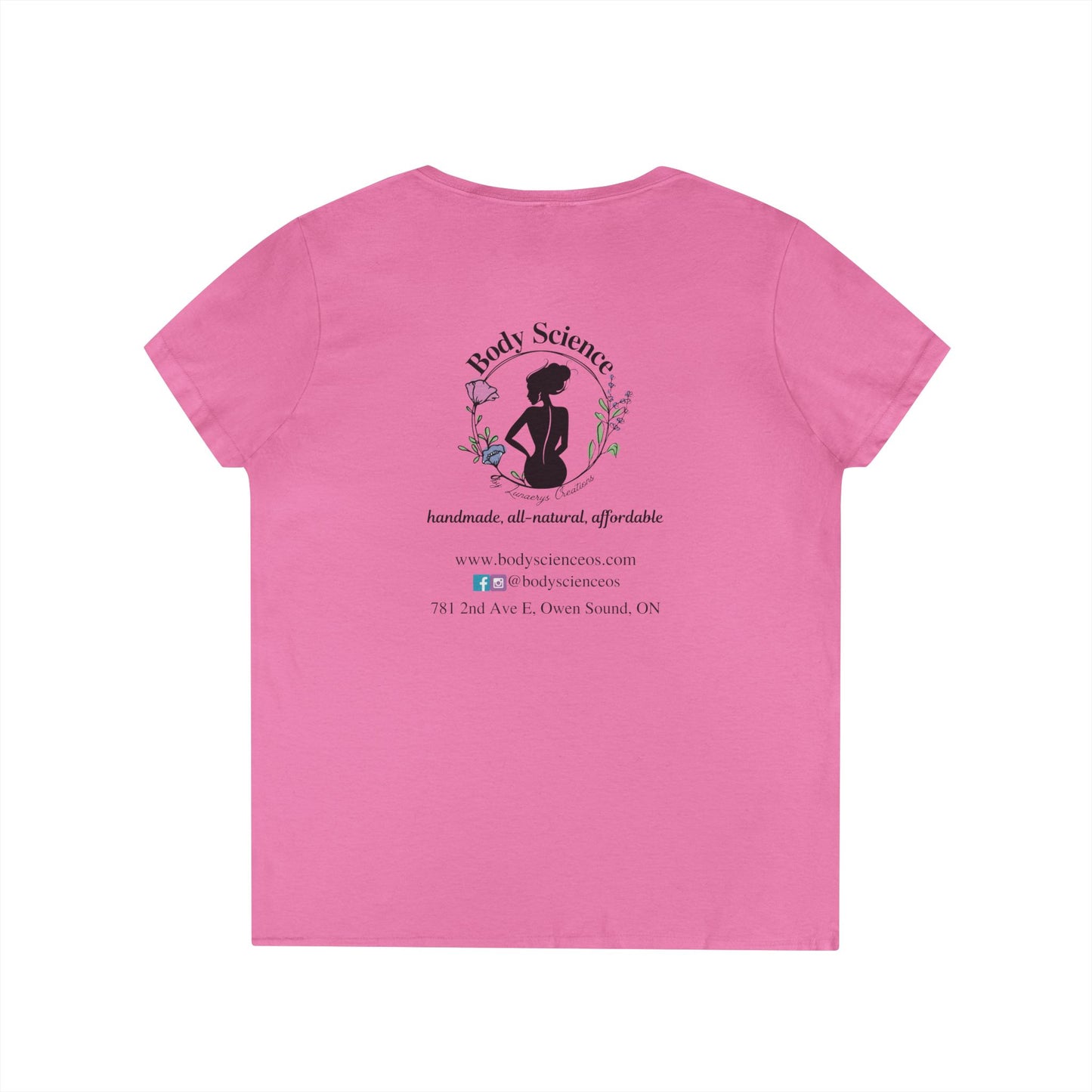 Body Science Ladies' V-Neck T-Shirt - Handmade, Eco-Friendly Apparel